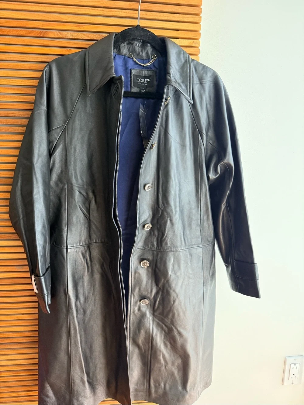 J Crew Collection Trench Coat in Leather NWT - Picture 3 of 4